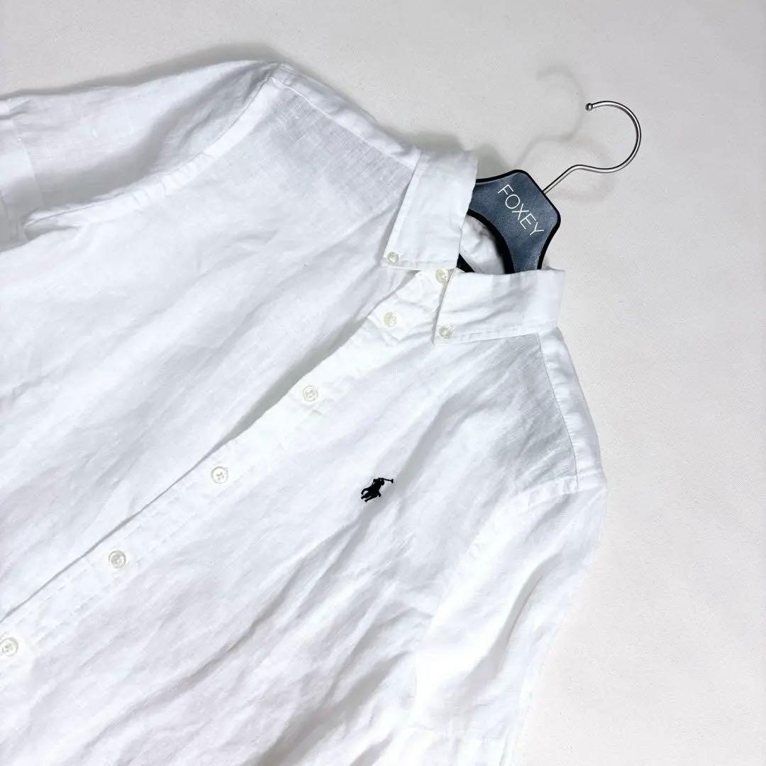 美品✨ラルフローレン リネン100% 半袖シャツ ポニー刺繍 バイカラー 定番色