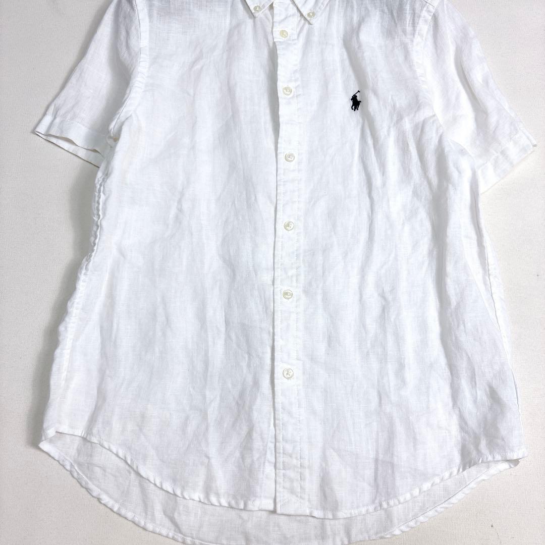 美品✨ラルフローレン リネン100% 半袖シャツ ポニー刺繍 バイカラー 定番色
