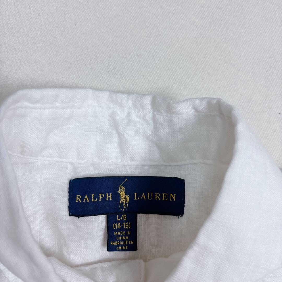 美品✨ラルフローレン リネン100% 半袖シャツ ポニー刺繍 バイカラー 定番色