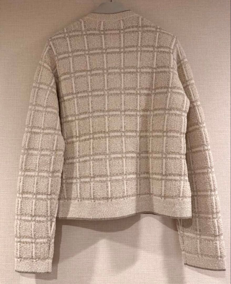 24AW/GUCCIチェック柄ラメウールジャガードジャケットグッチニットアウター