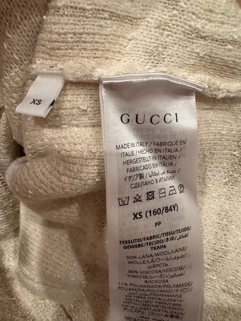 24AW/GUCCIチェック柄ラメウールジャガードジャケットグッチニットアウター