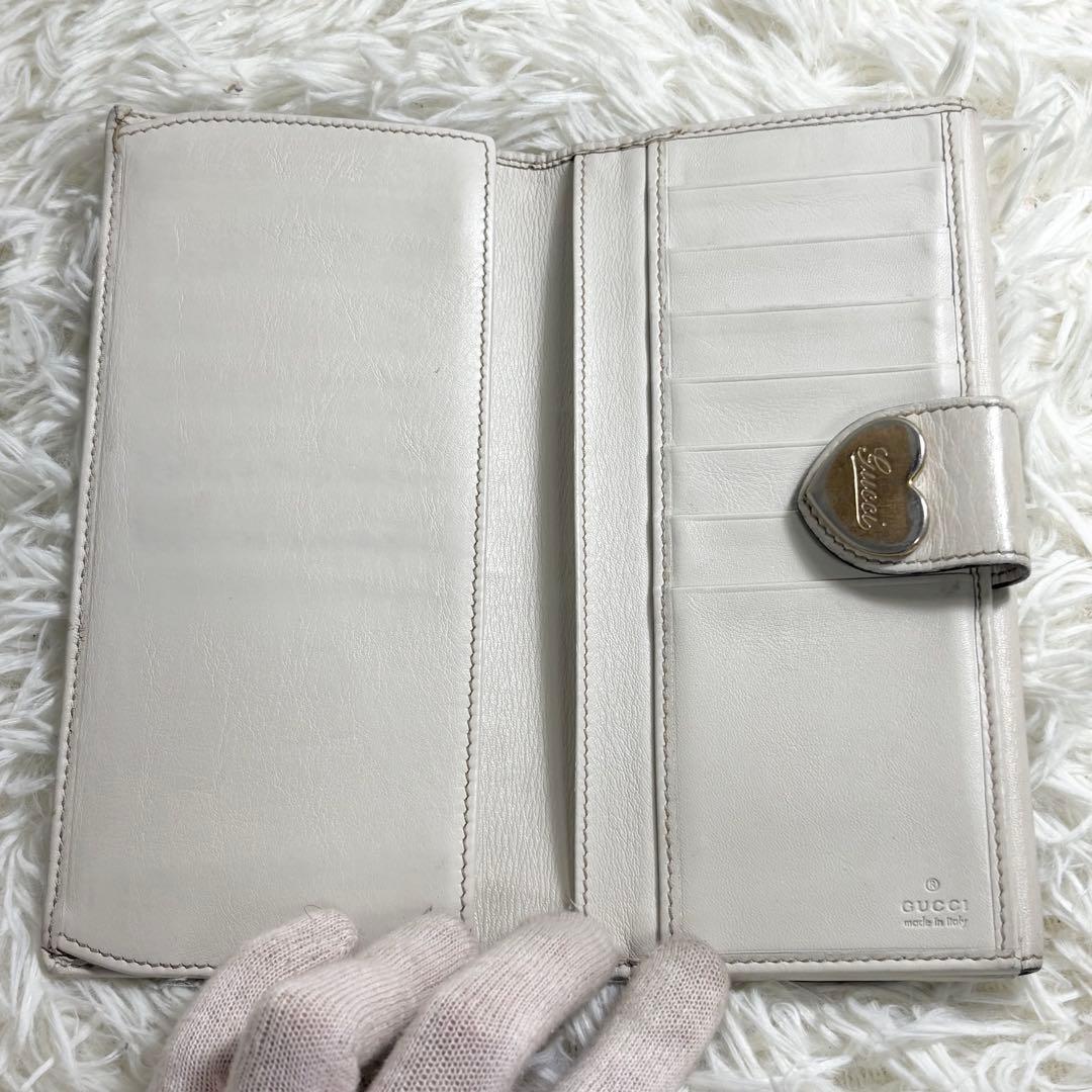 美品✨GUCCI GGキャンバス ラブリーハート 長財布 ホワイト　白　折り財布