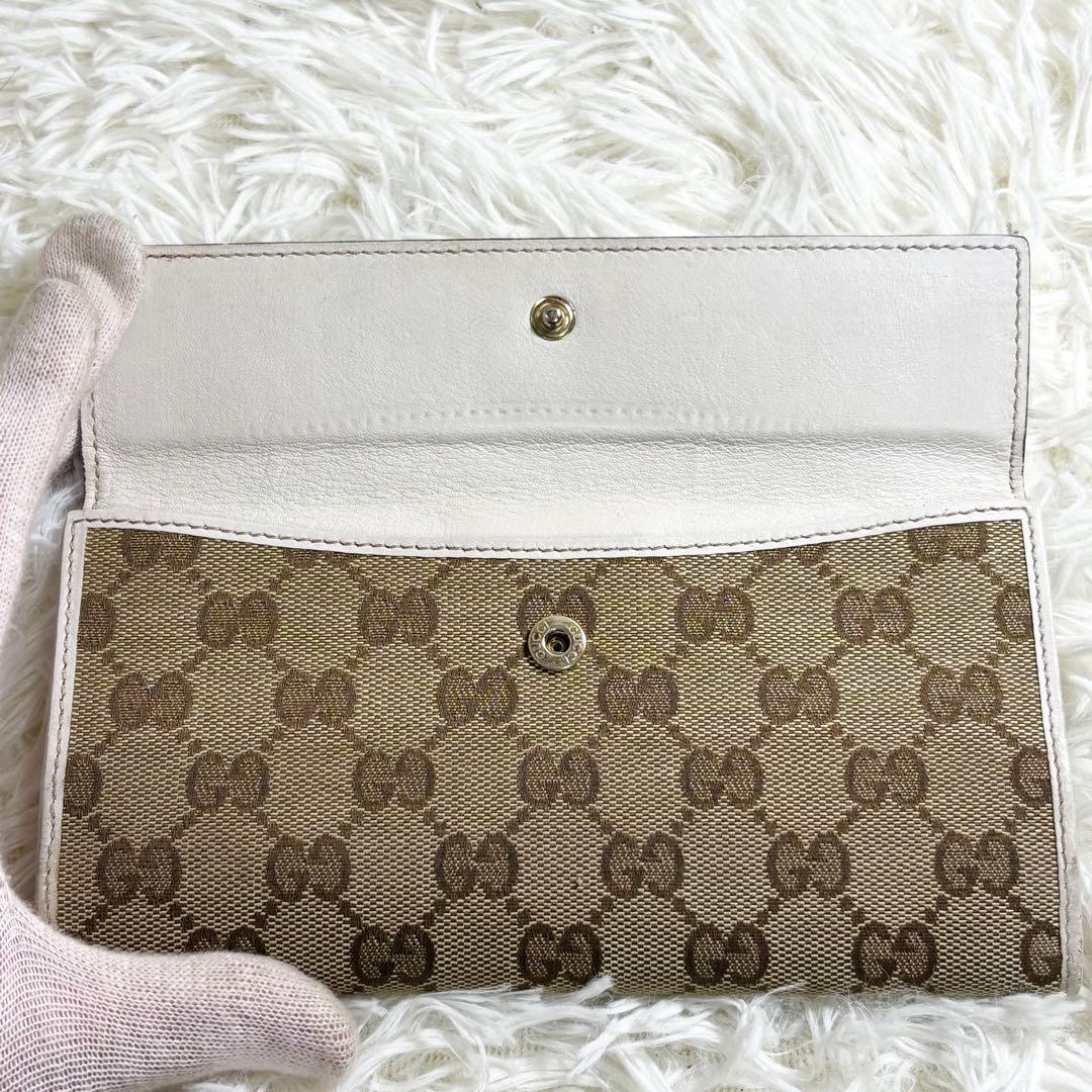 美品✨GUCCI GGキャンバス ラブリーハート 長財布 ホワイト　白　折り財布