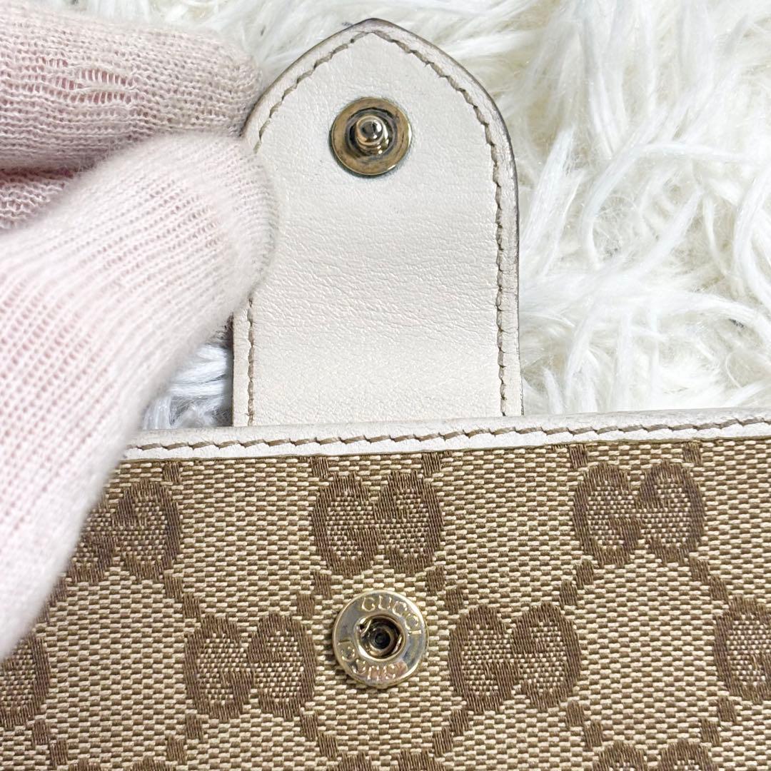 美品✨GUCCI GGキャンバス ラブリーハート 長財布 ホワイト　白　折り財布