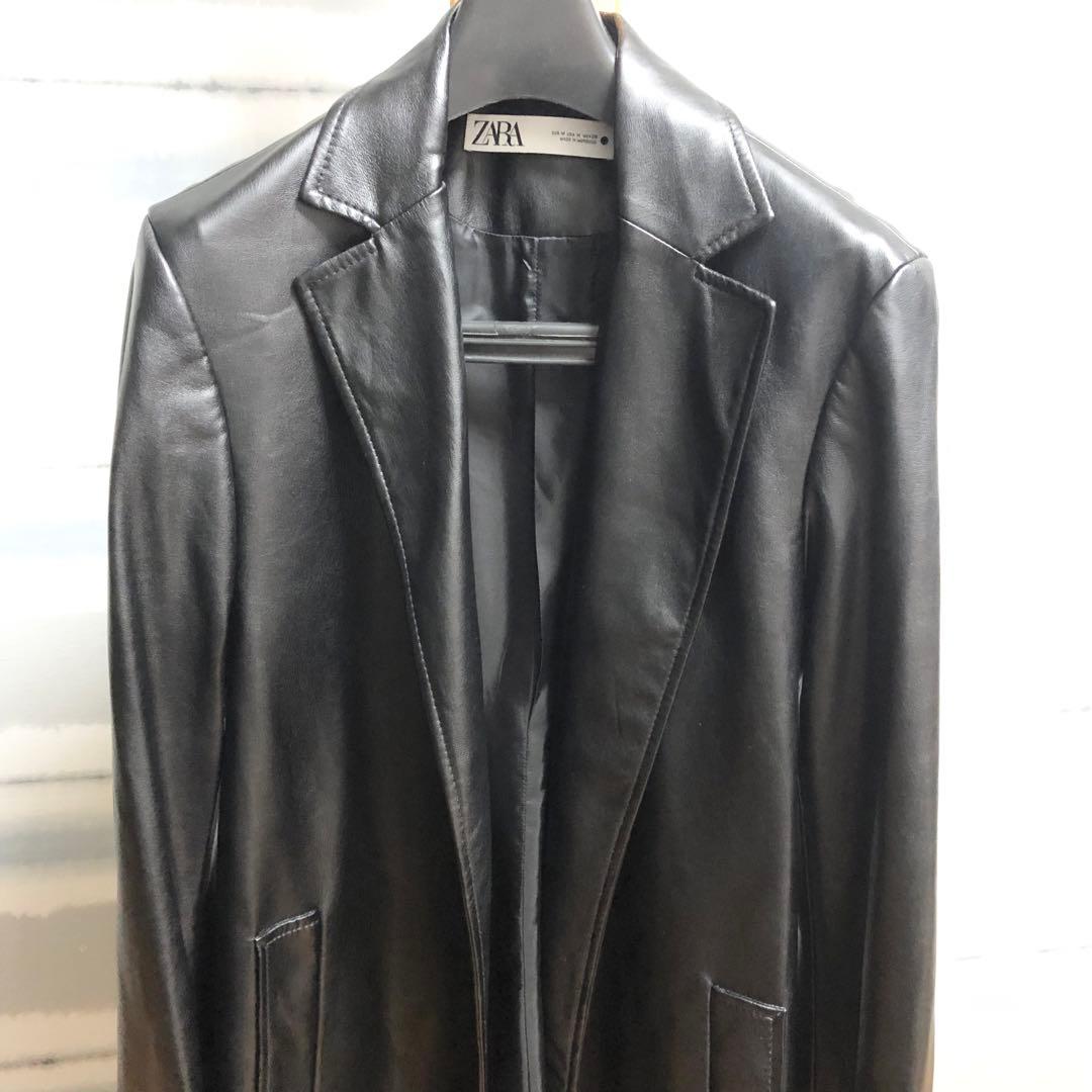 ☆大人気！【ZARA】ザラ　ロングコート　トレンチコート　フェイクレザー　メンズ