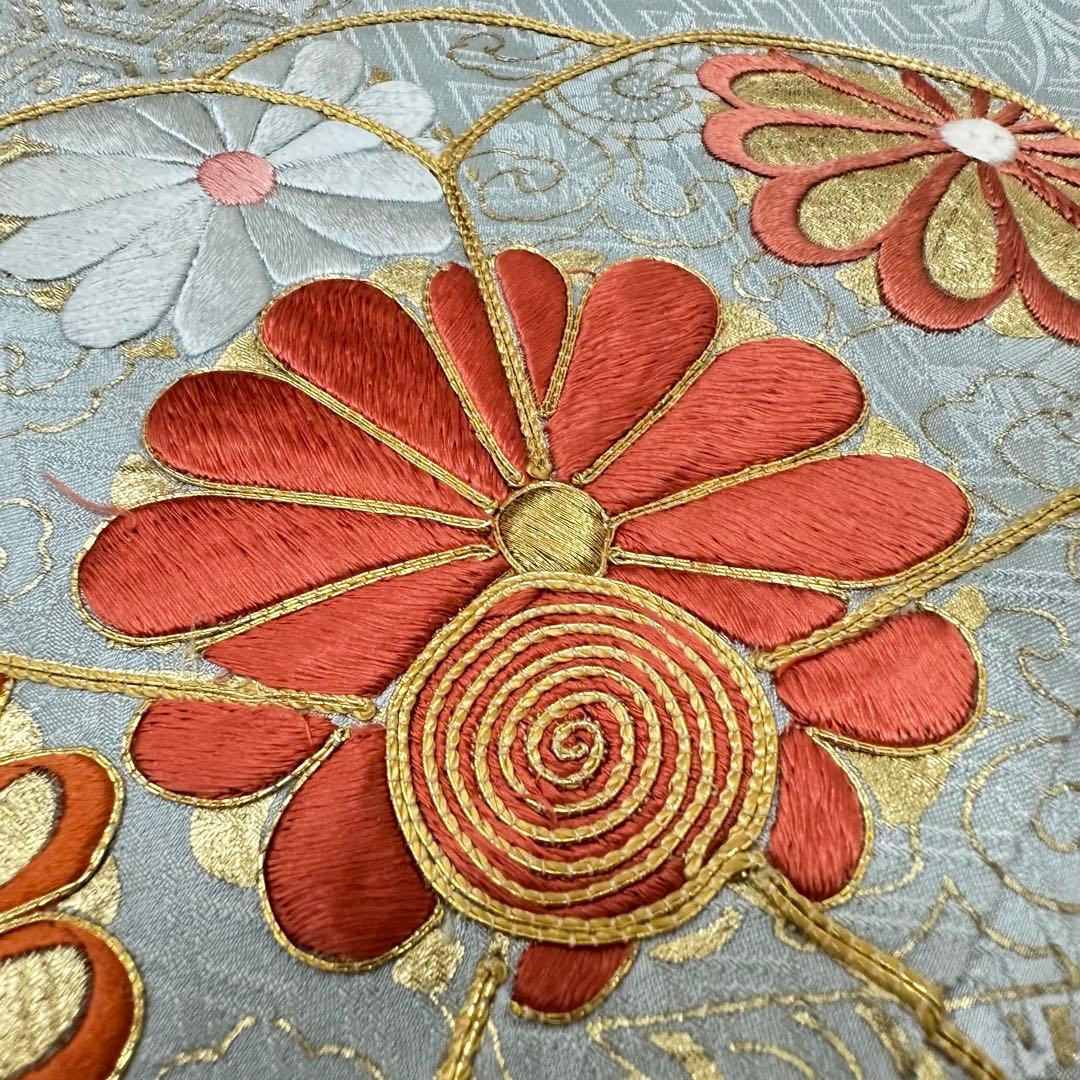 y*☆様 振袖 裄66 美しい刺繍に絞り 金駒刺繍 着物 正絹 広衿 RK-61