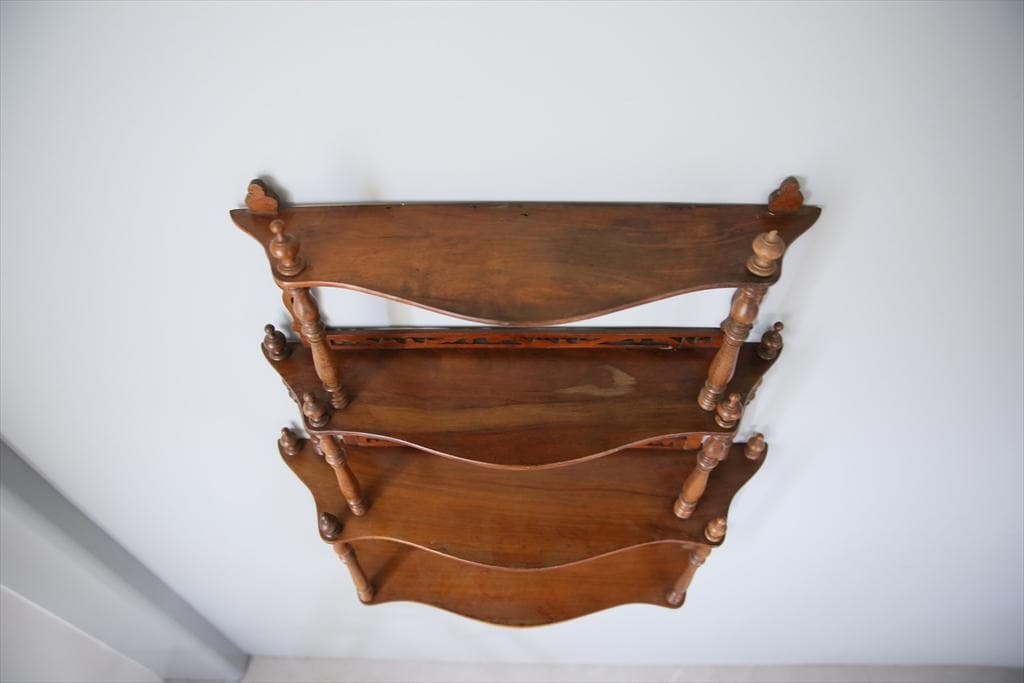 フランスアンティーク木製ウォールシェルフ/壁掛けラック/飾り棚(90-213)