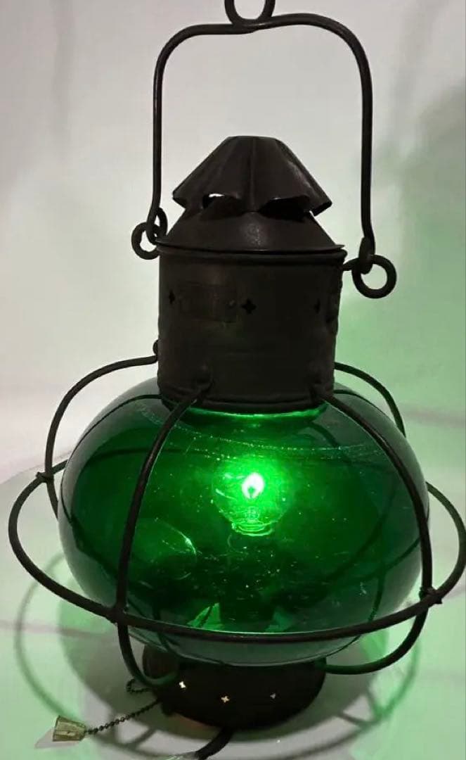 昭和レトロ　船舶用ランタン（吊り下げ/平置き100V電源点灯改造）＜25b14＞