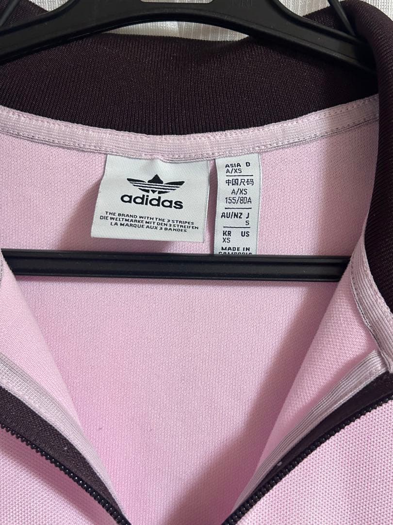 adidas ピンクブラウン トラックジャケット　ジャージ S