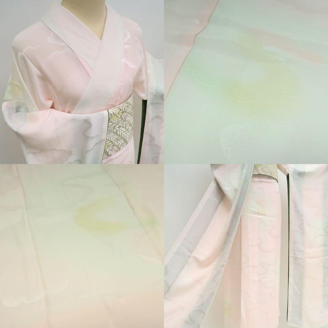 ｍ1972＊美品 正絹 金通し 金駒刺繍 桜 手縫い仕立て 振袖・襦袢2点セット