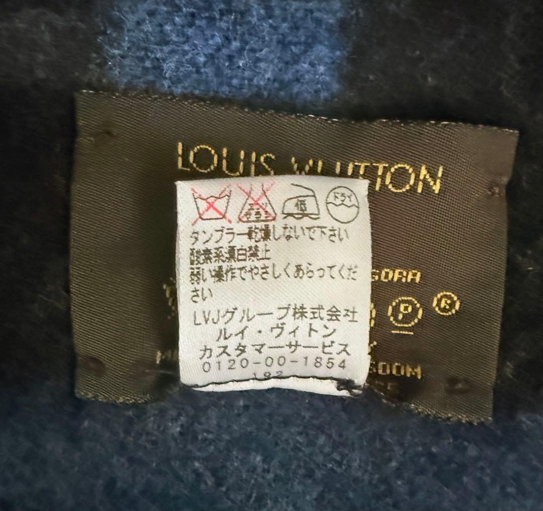 国内正規品 英国製 ルイ・ヴィトン アンゴラ混 エシャルプ バルーン マフラー