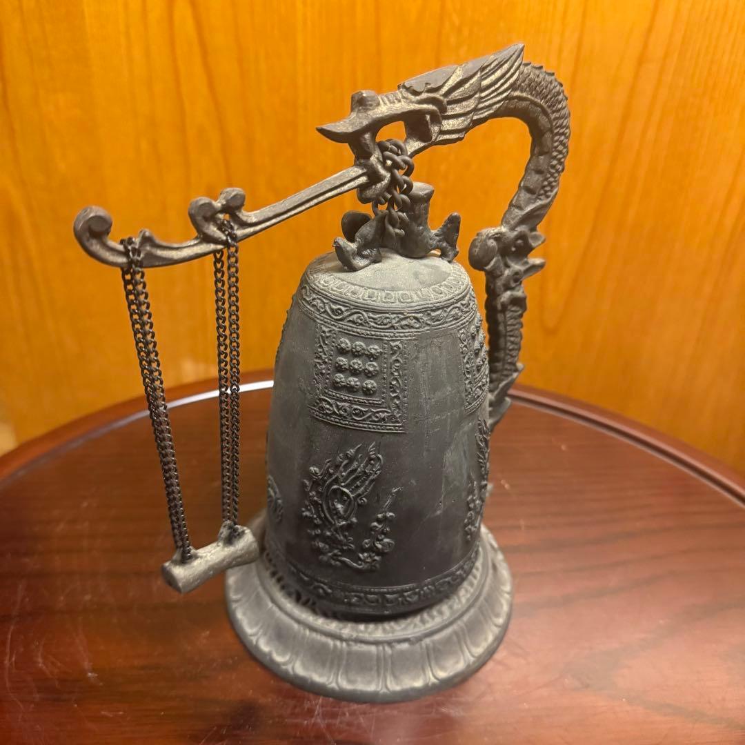 銅製 釣鐘 龍台座 鳴物 風水 仏教美術 龍の鐘