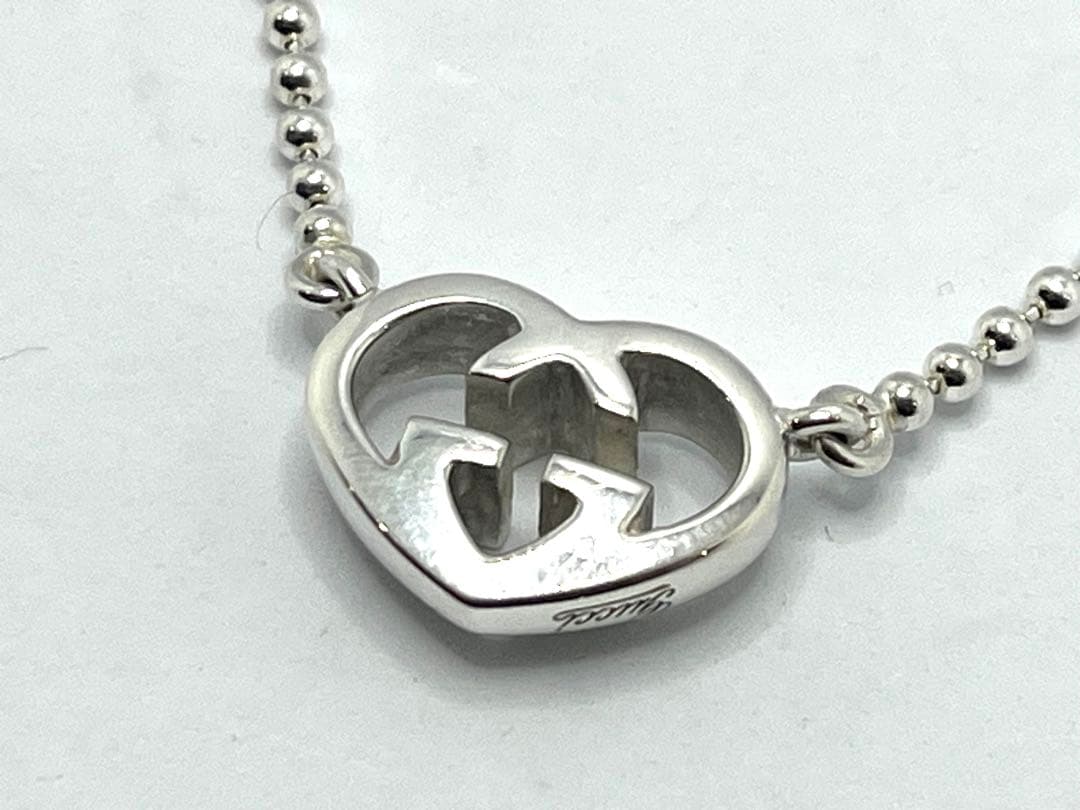 h786美品　GUCCI インターロッキング　Gロゴ　ハート　ネックレス　925