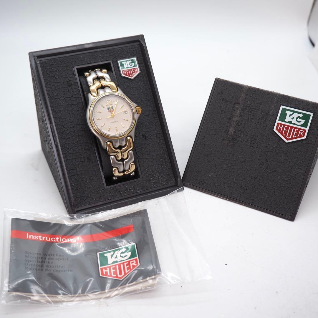 315 稼働【美品】タグホイヤー　時計　メンズ　箱付き　セル　コンビ　デイト