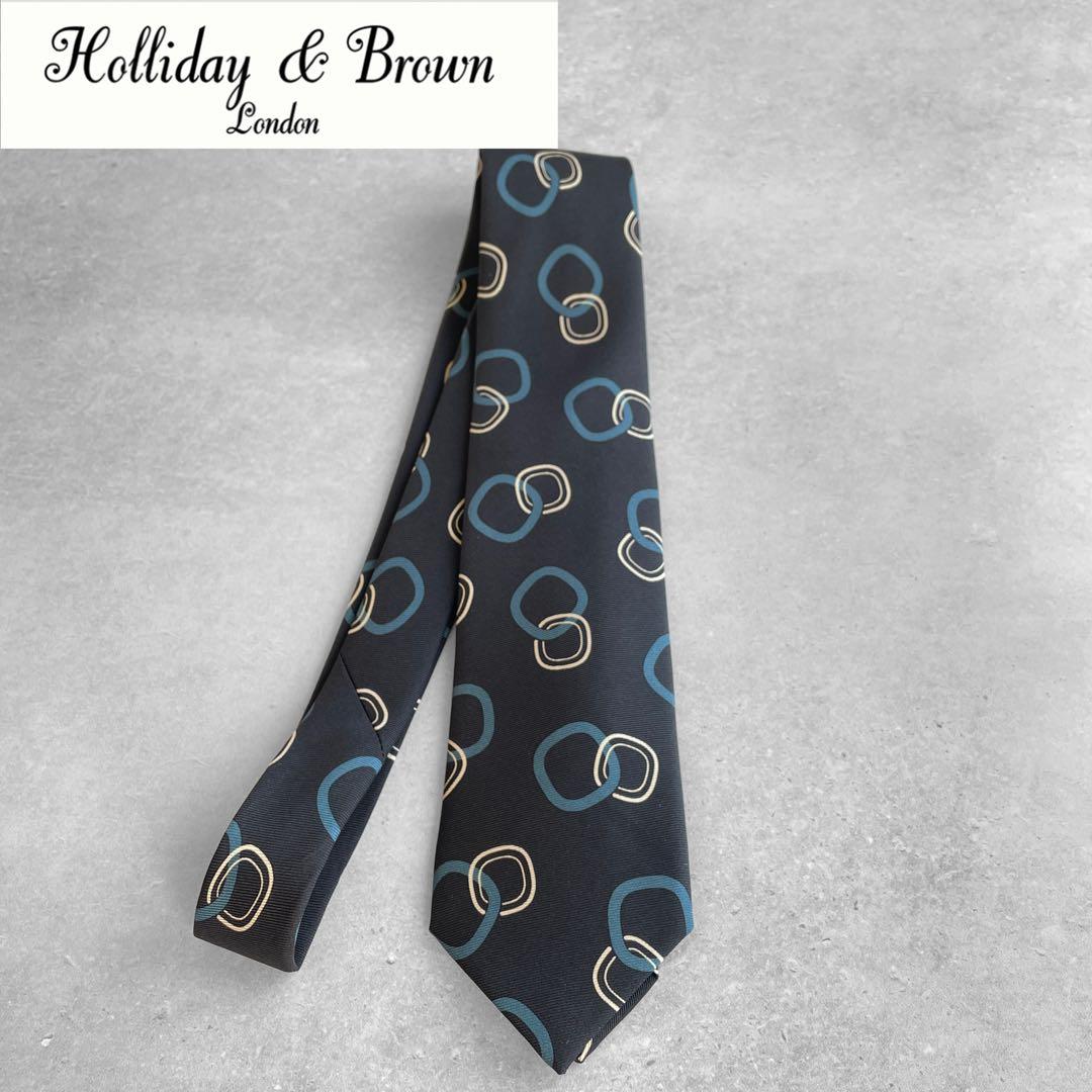 25年秋冬新作Holiday&Brownホリデー&ブラウン　幾何学柄プリントタイ