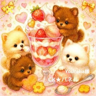 ハンドメイド　オーダー受付ページ　　♡スイーツわんこ　パネル♡