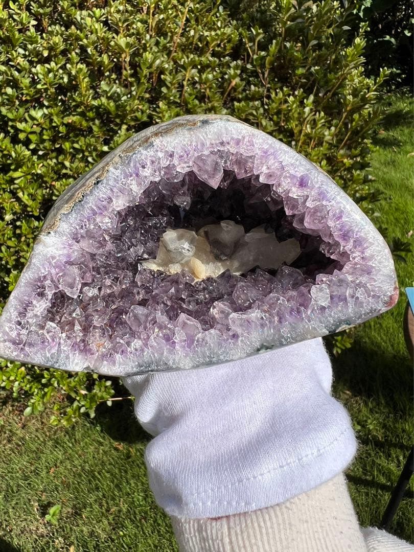 A166 高品質アメジストドーム クラスター カルサイト共生 パワーストーン