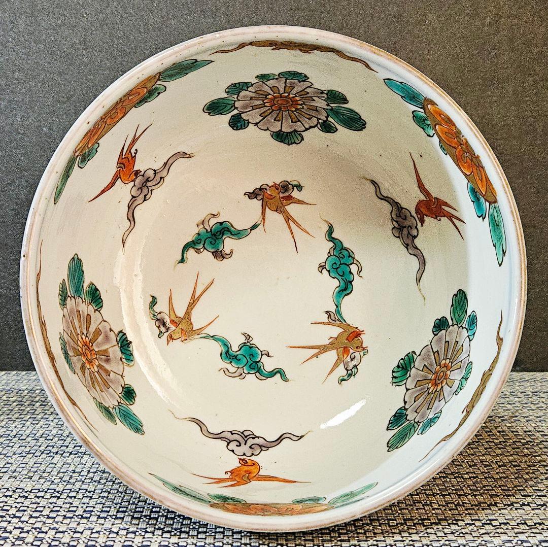 【上作品❗】江戸時代末期～明治初期　古伊万里　金彩色絵　花鳥図　盃洗　コンポート