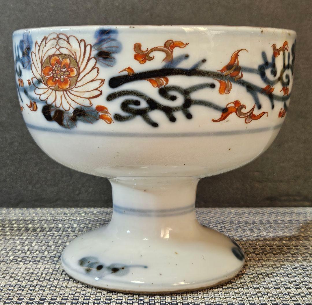 【上作品❗】江戸時代末期～明治初期　古伊万里　金彩色絵　花鳥図　盃洗　コンポート