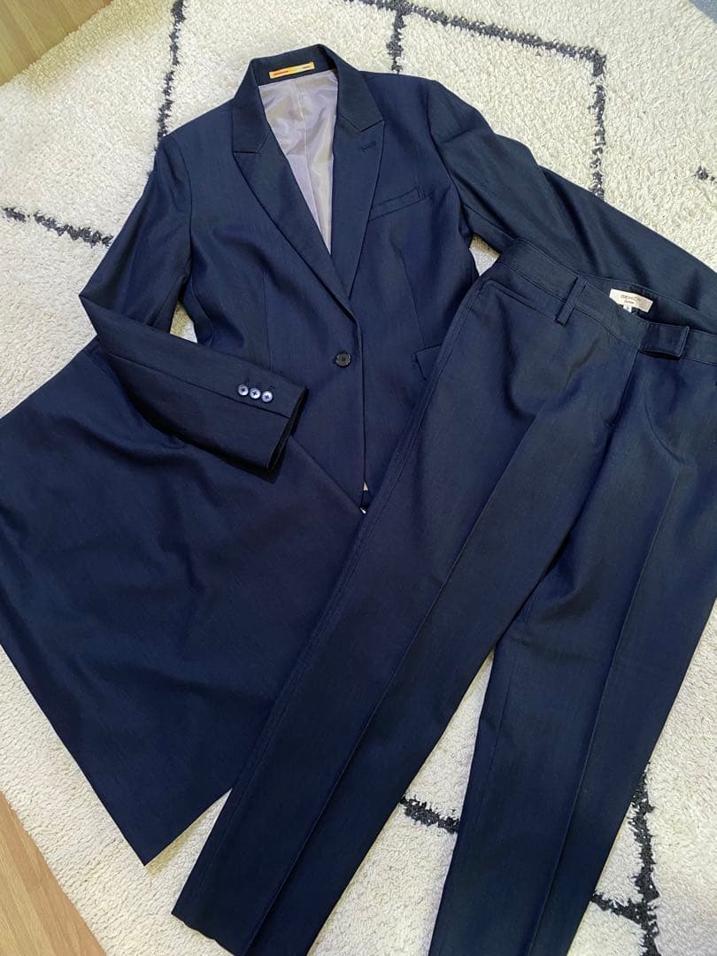 【美品】ORIHICA ネイビー ウォッシャブルスーツ 3点セット