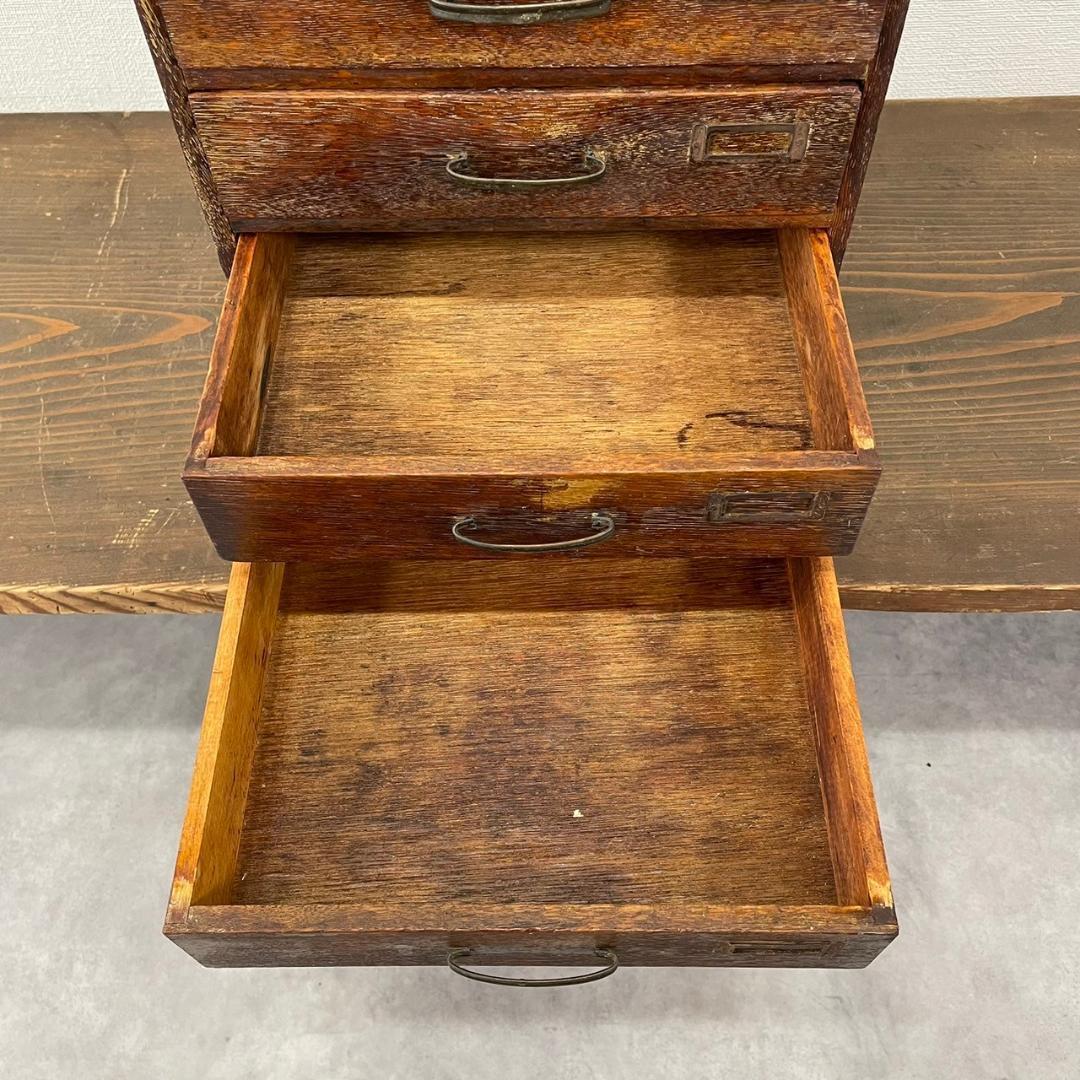 ヴィンテージ 小引き出し 4杯 ネームプレート付 抽斗 収納箱 昭和 レトロ