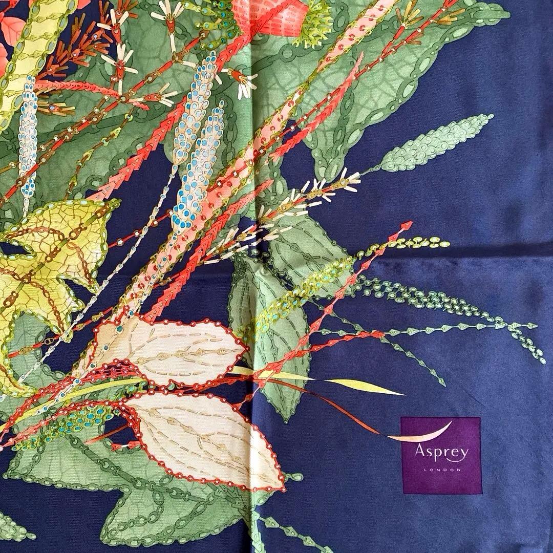 Asprey LONDONシルクスカーフ　フラワー柄 スカーフ 極美品　希少