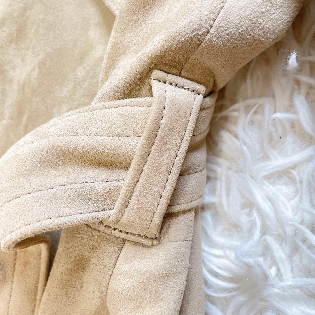 美品✨グレースクラス ラムレザー スウェードロングコート　M ベルト　ベージュ