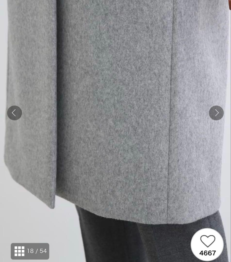 新品　インディヴィ　ウール　チェスターコート　ブルー系　34