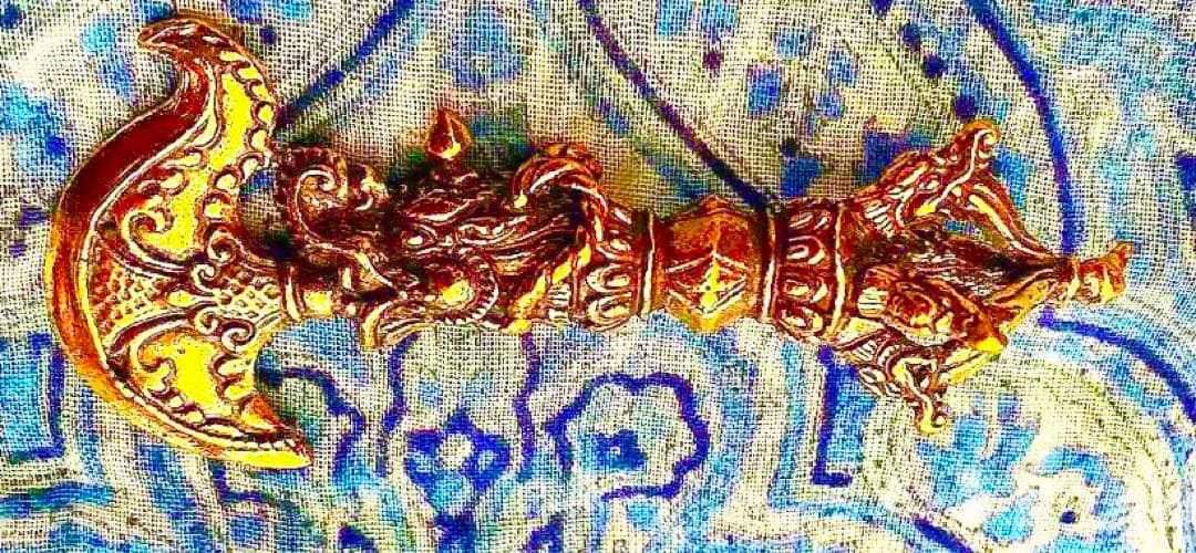 魔除け！金運！煩悩除！祈祷済みチベット製密教法具　金剛斧(カルタリ) 黄銅製