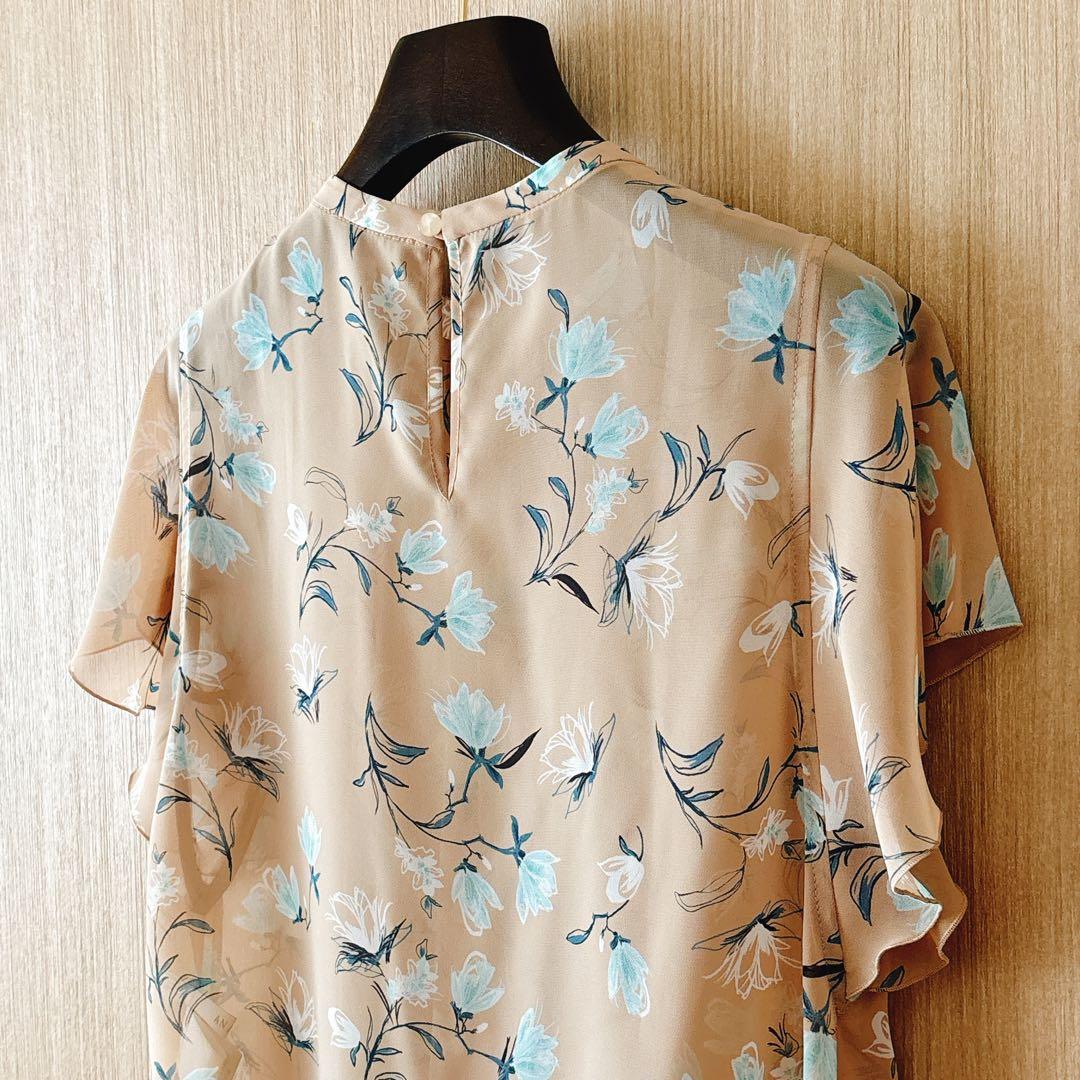 【324】美品　アナイ　フラワードローイングプリントスタンド　ブラウス　B