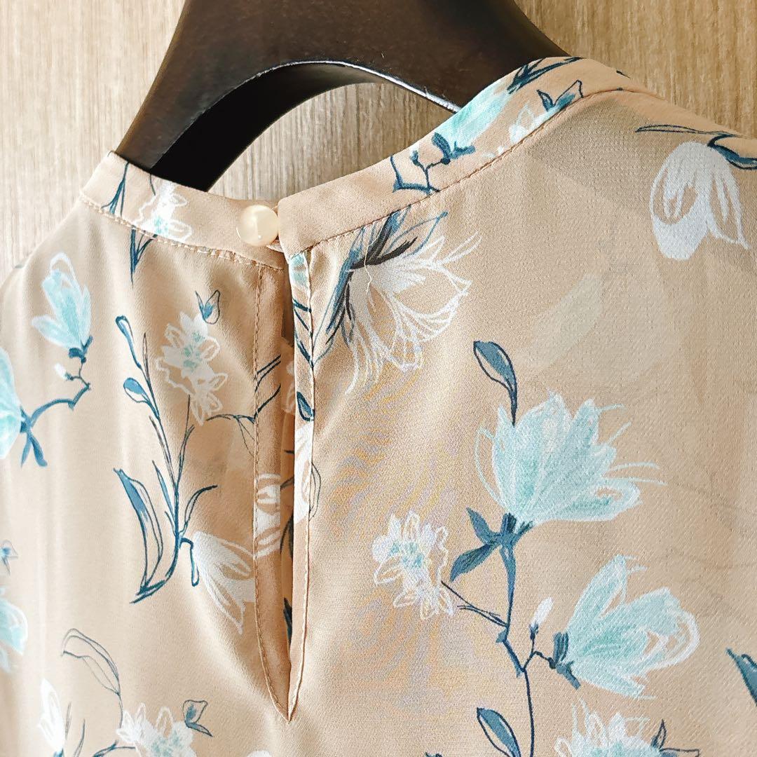 【324】美品　アナイ　フラワードローイングプリントスタンド　ブラウス　B