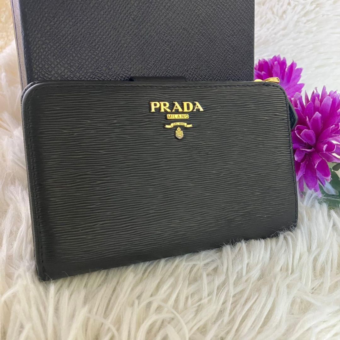 【極美品】プラダ ヴィッテロムーブ 二つ折り財布　L字ファスナー　 ブラック