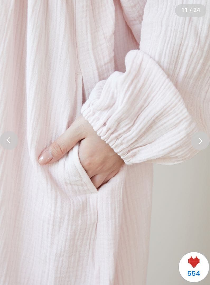 【新品】ジェラートピケ マタニティガーゼワンピース フリーサイズ ピンク