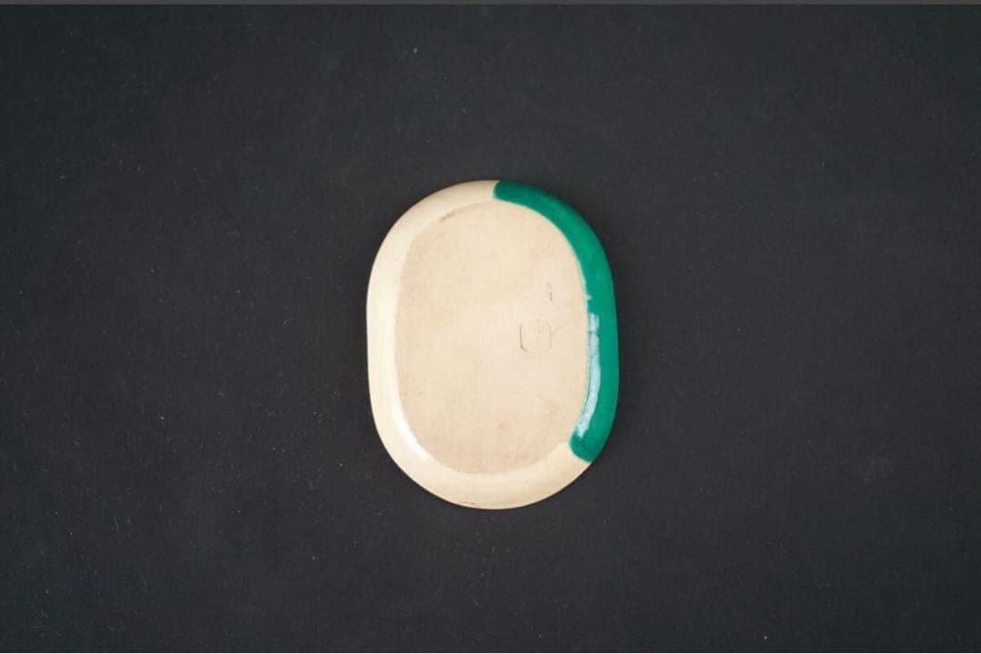 森有節 萬古 織部釉 菖蒲文 小皿 5客 共箱 江戸〜明治期 向付 懐石料理道具