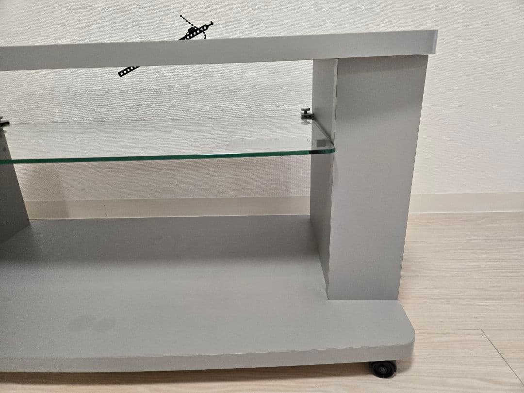 Panasonic テレビ台 グレー ガラス棚 キャスター付き