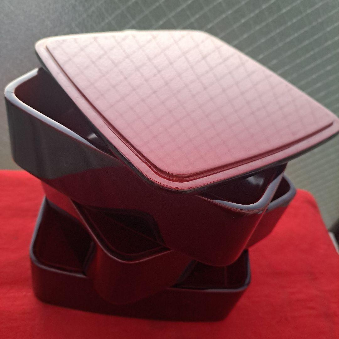 【越前河和田塗　6.5寸三段重箱】天然木製　溜塗/胴張り/隅丸　訳あり品