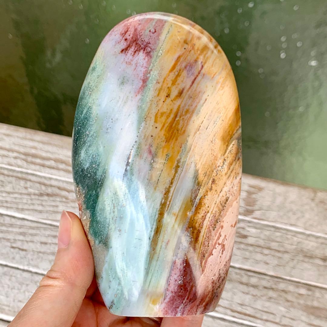 オーシャンジャスパー　フリーフォーム置物　虹色　マダガスカル産　天然石