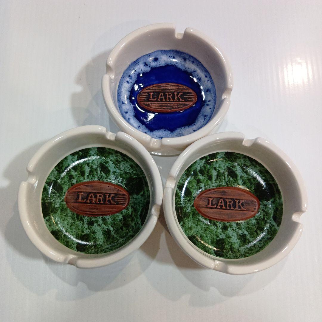 LARK 陶器製灰皿3個昭和レトロ小物入れタバコたばこ煙草サーフボードデザイン