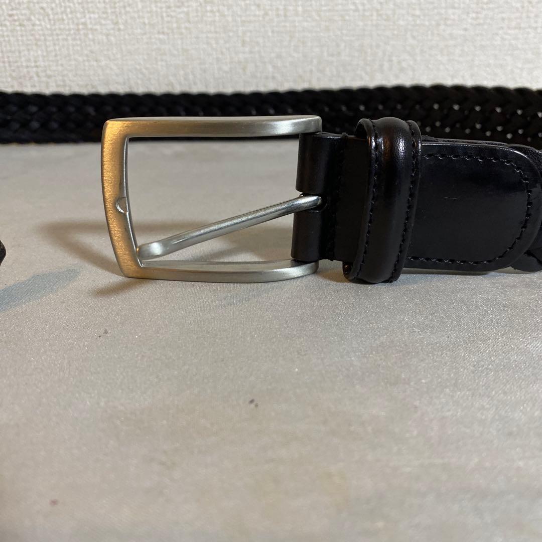 Anderson's 黒 編み込みレザーベルト　85