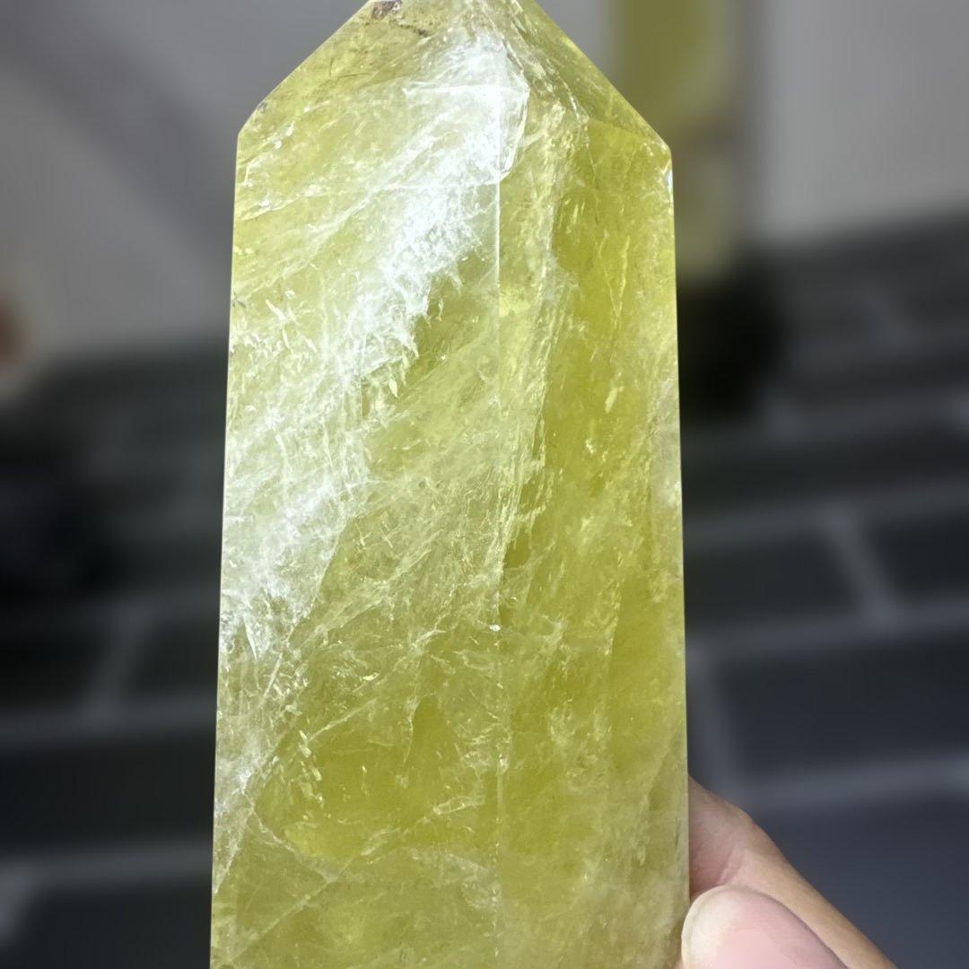 【高品質】大型 シトリンポイント 原石 台座付き 2本セット