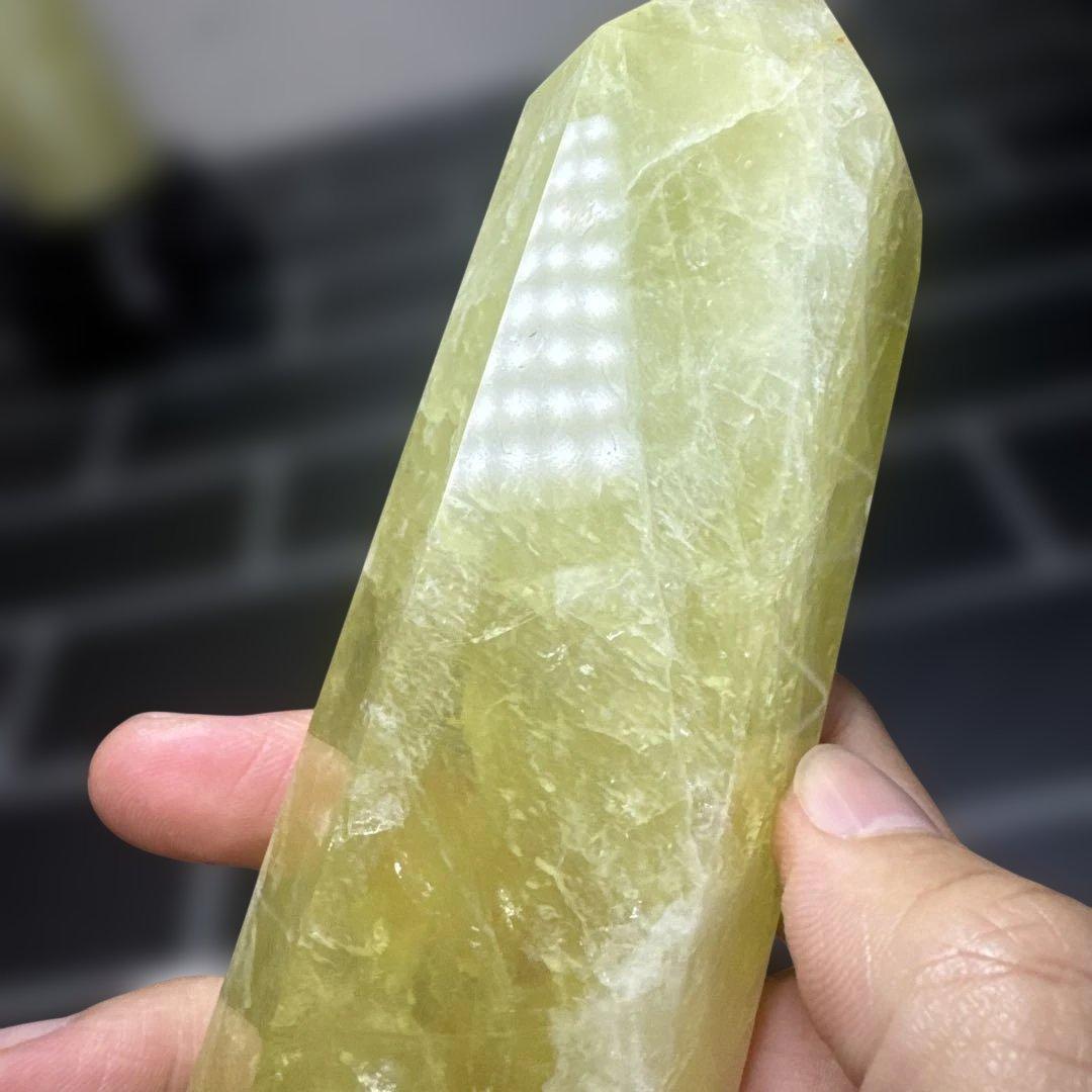 【高品質】大型 シトリンポイント 原石 台座付き 2本セット