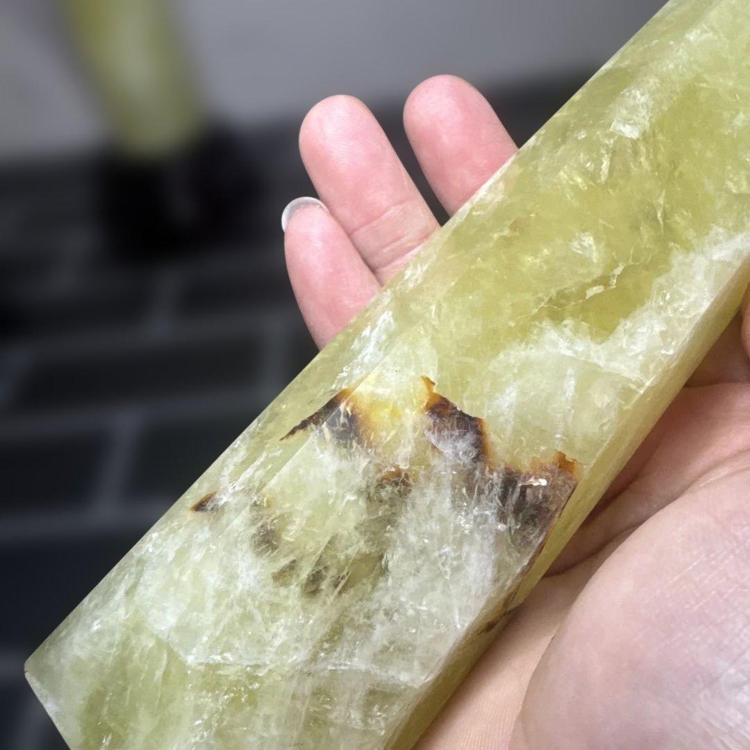 【高品質】大型 シトリンポイント 原石 台座付き 2本セット