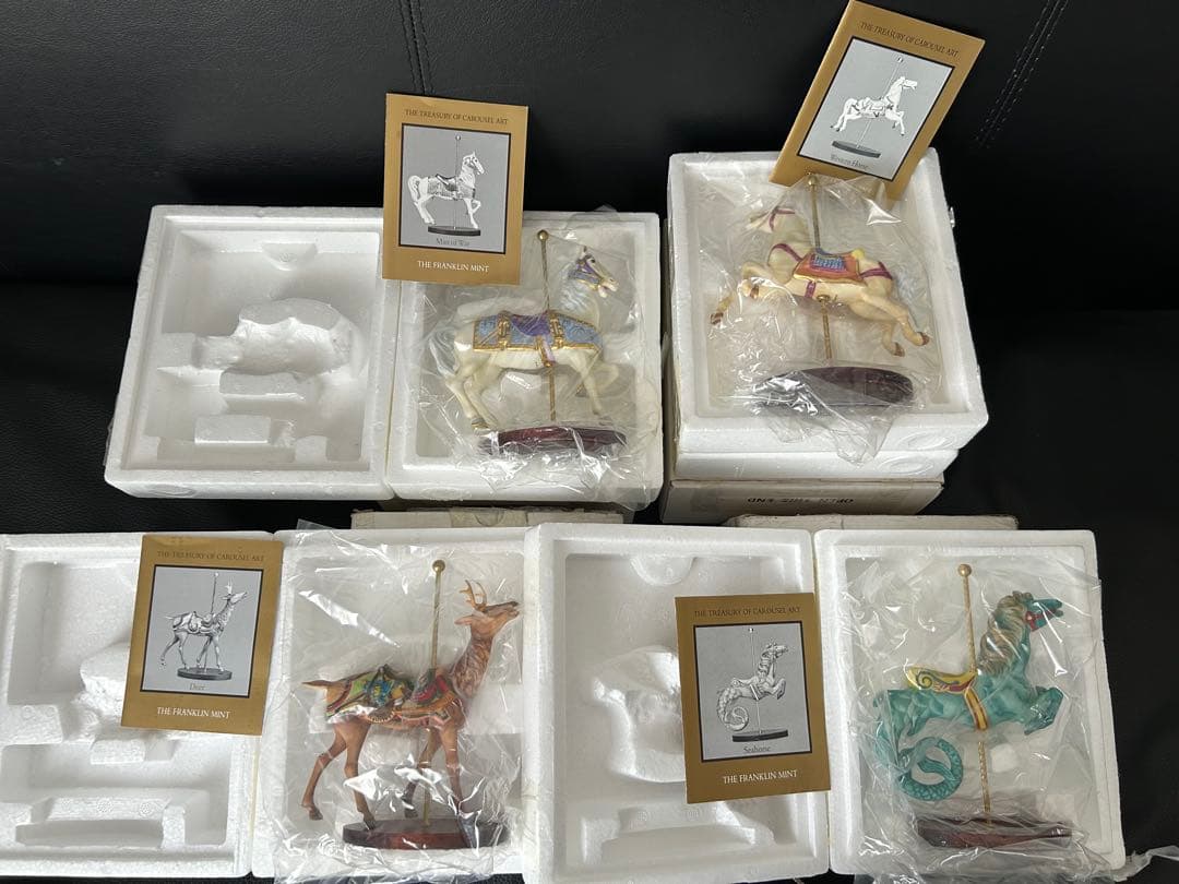 激レア★フランクリンミント/回転木馬 12体/カルーセル 木製ラックとセット★