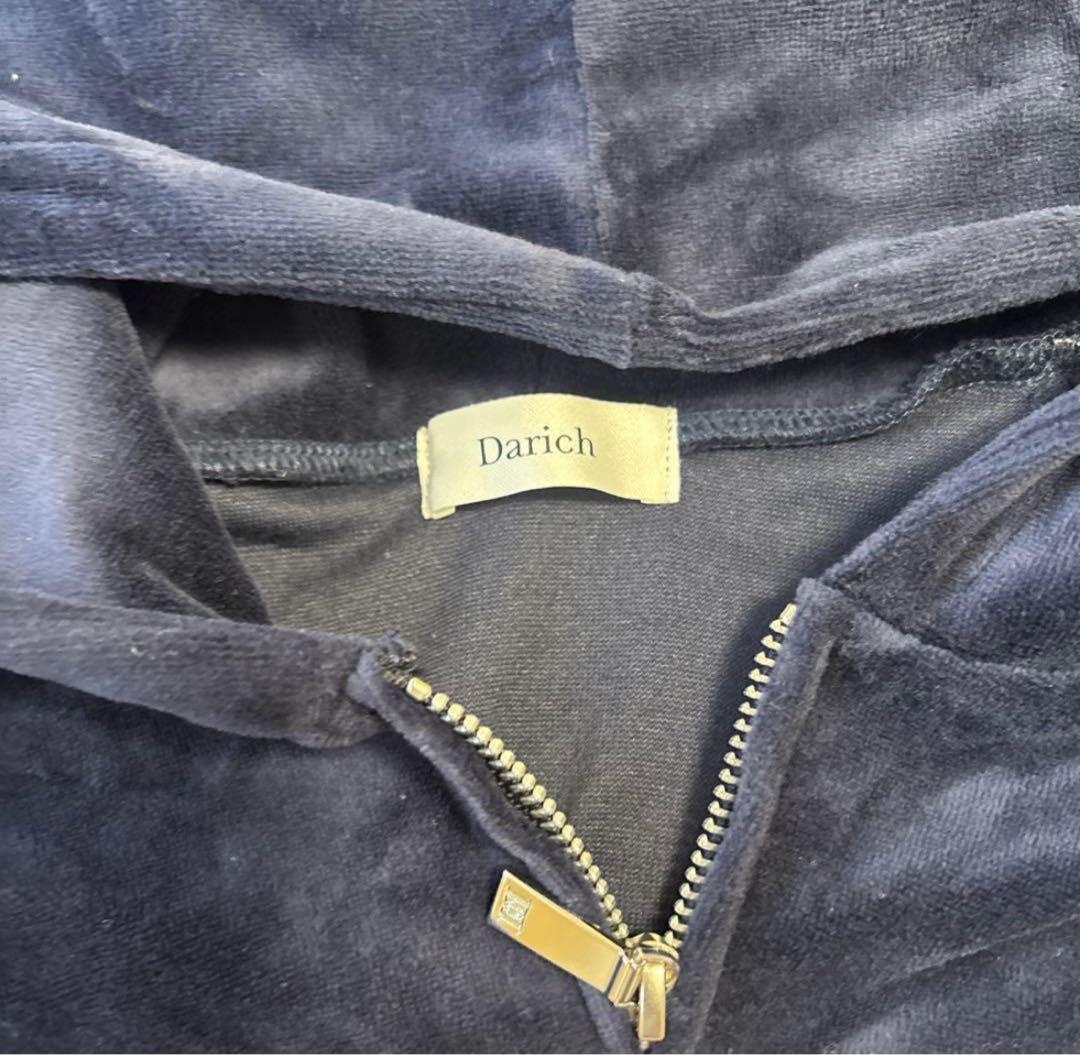 ダーリッチ　ラインベロアショートフーディ　バイカラーコードベロアワイドパンツ