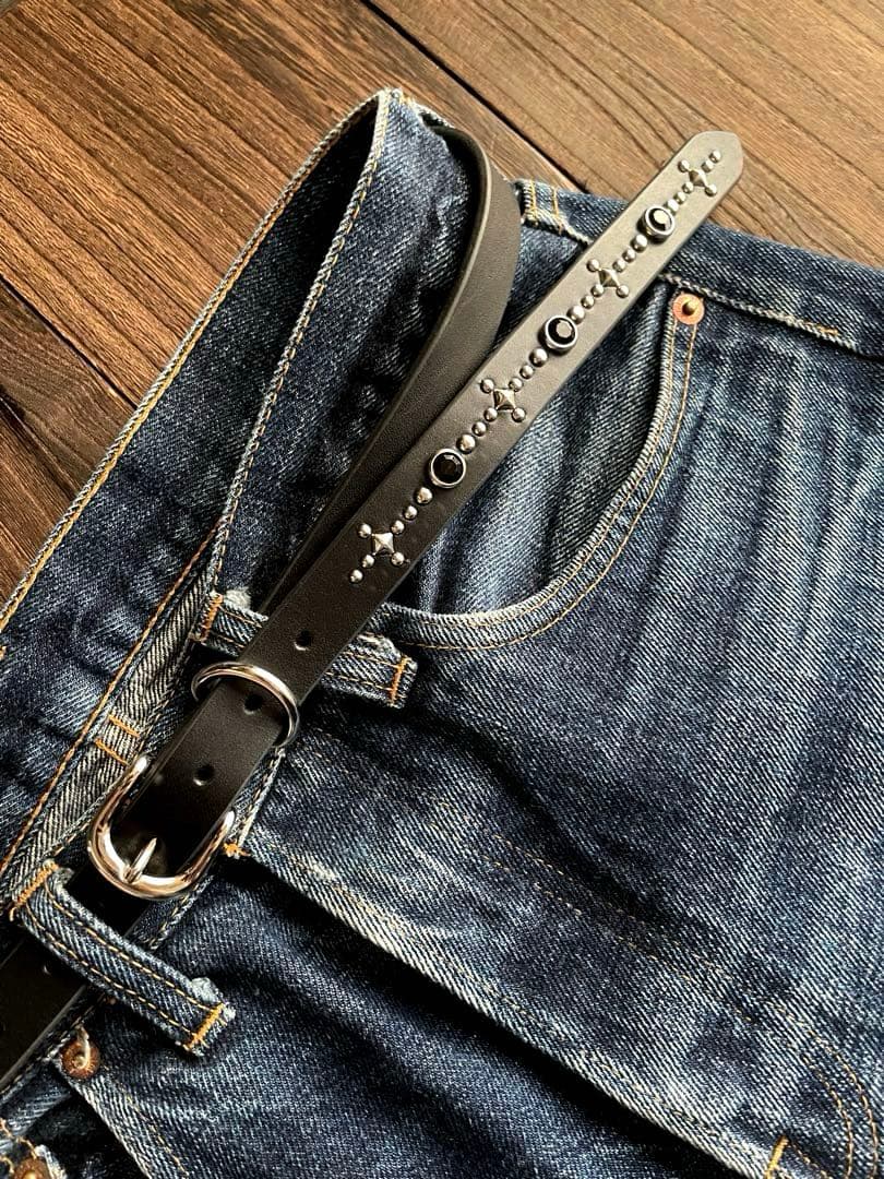 ナローロングベルト　シルバー　牛ヌメ　exca HTC CALEE