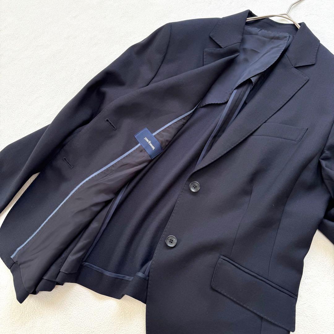 美品15/17号✨ニューヨーカー シルク パンツ スーツ セットアップ ネイビー