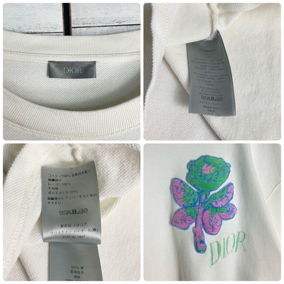 11928【美品・Lサイズ】Dior パイルロゴ　刺繍　ロングtシャツ白　コラボ
