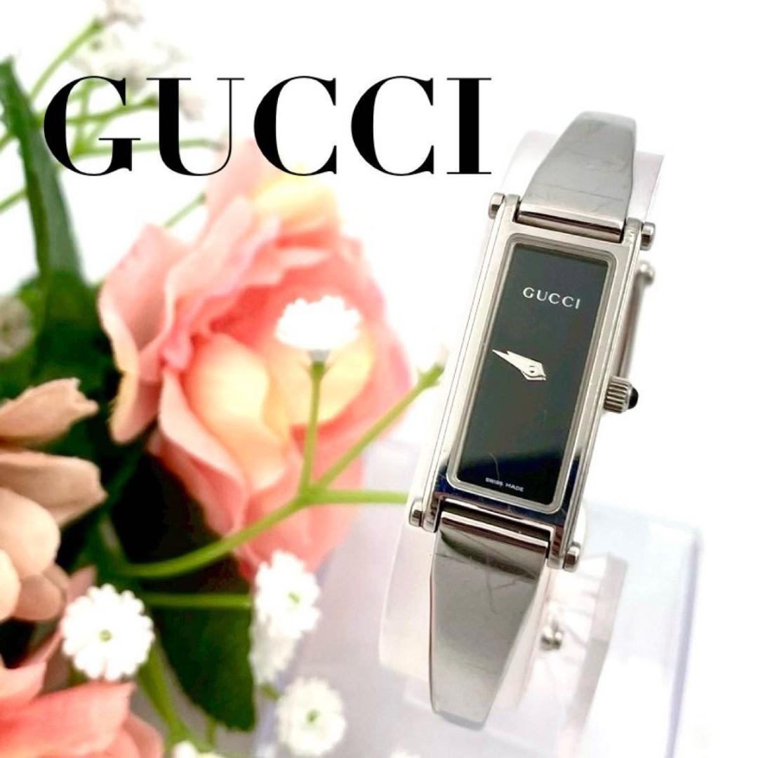 389 新品電池 グッチ 1500L 腕時計クオーツ スクエア バングルウォッチ