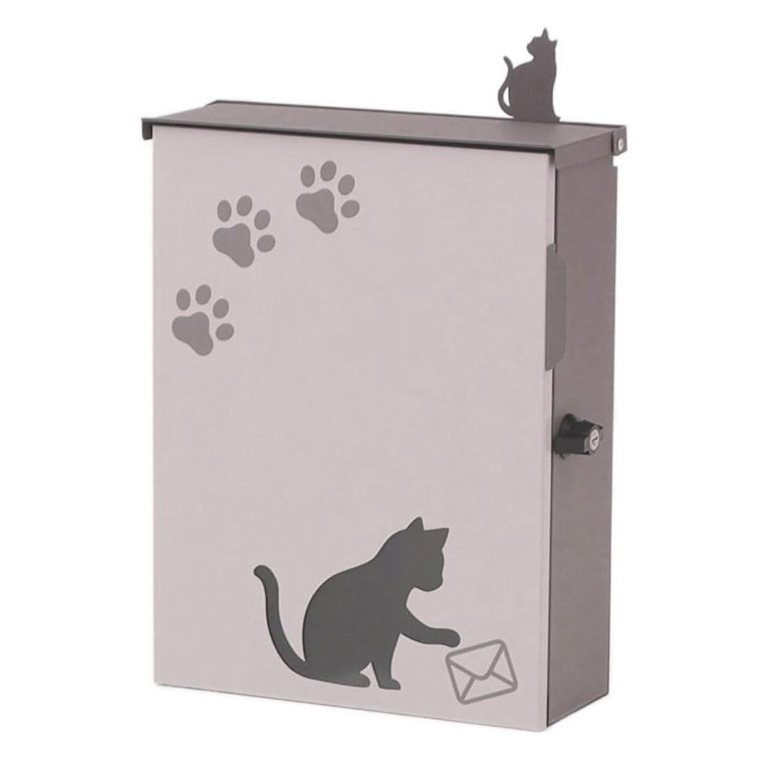 ポスト オシャレ 壁掛けポスト ねこ A4 鍵付き 防犯 郵便