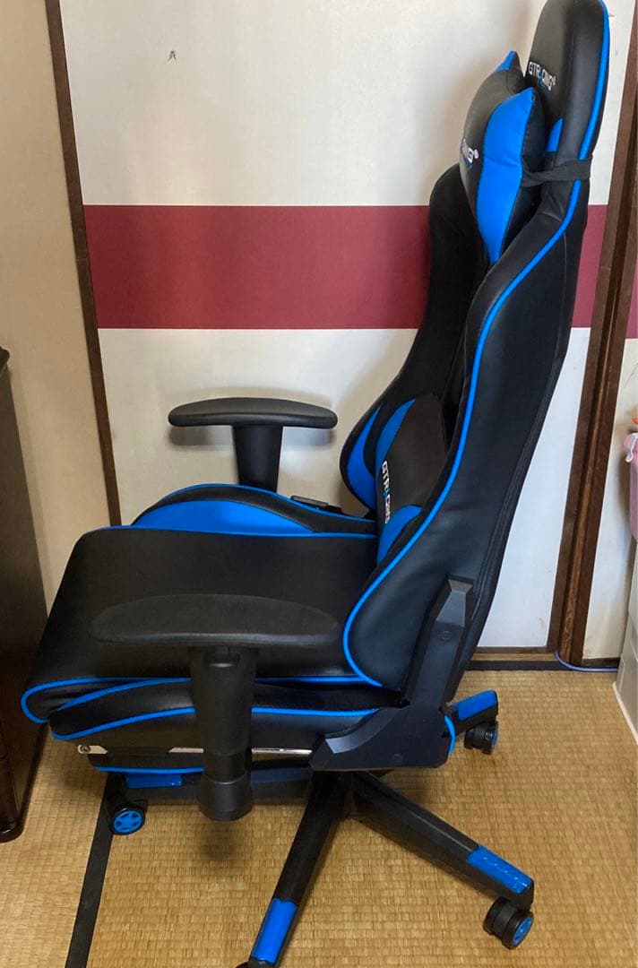 ゲーミングチェアGTRACING オットマン付きリクライニング デスクチェア